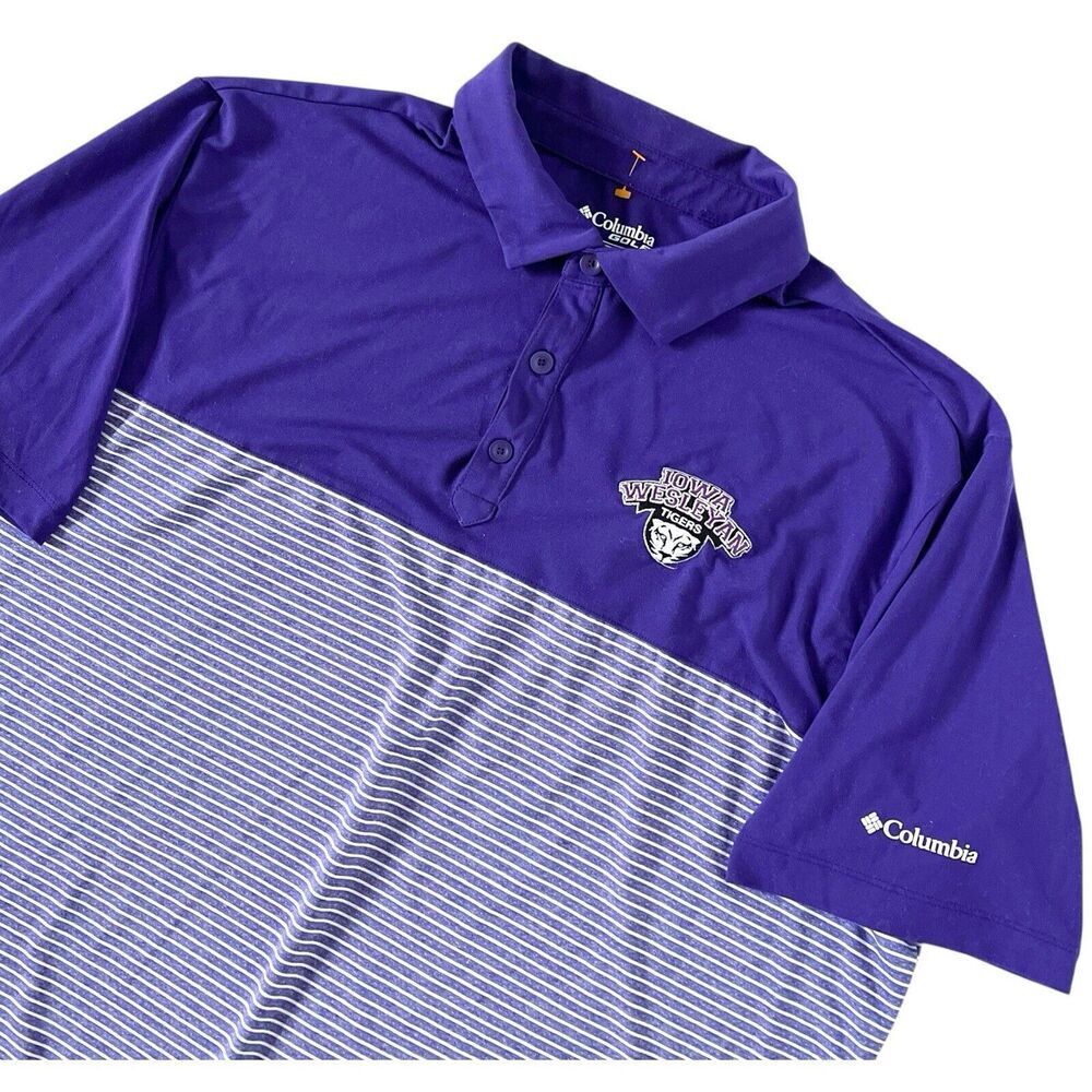 Iowa Wesleyan University Tigers Polo Shirt Mens XL College Golf Purple Columbia
